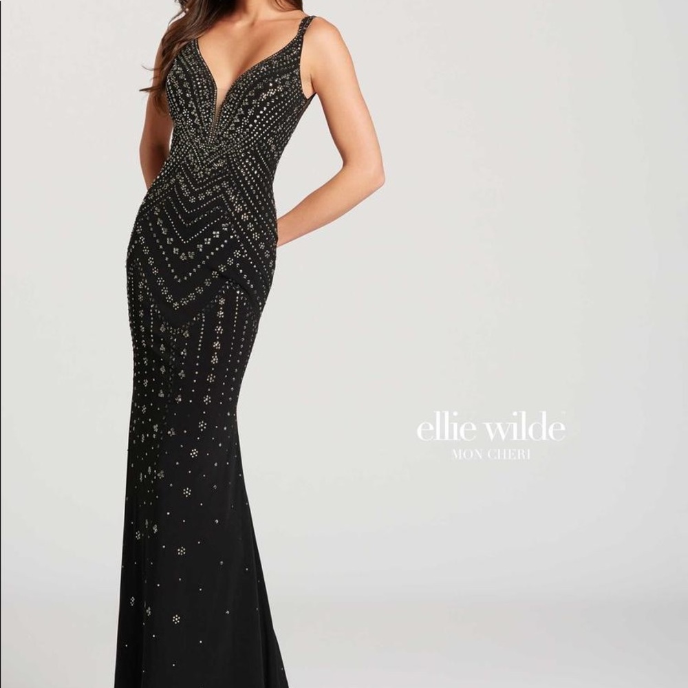 Black embellished prom dress